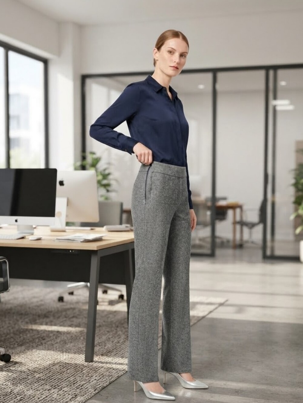 Jones New York Gray Boot Cut Dress Pants